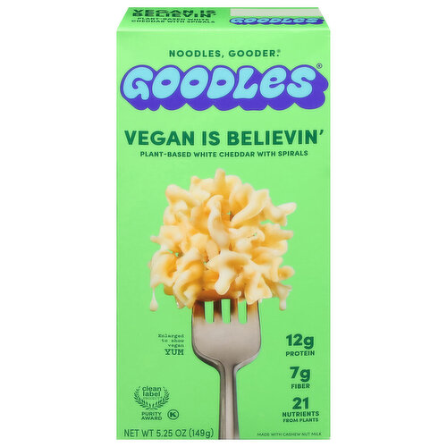 Goodles Noodles, Plant-Based, White Cheddar with Spirals