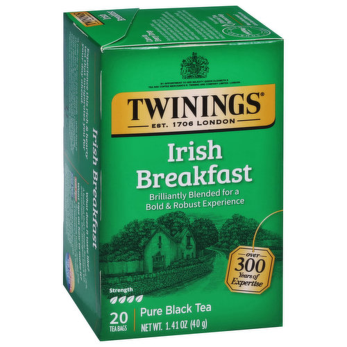 Twinings Black Tea, 100% Pure, English Breakfast, Bags - 20 bags, 1.41 oz