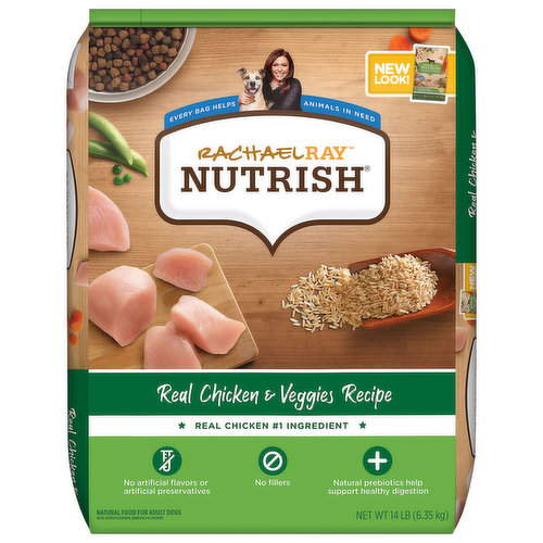 Rachael Ray Nutrish Food for Dogs, Natural, Real Chicken & Veggies Recipe, Adult