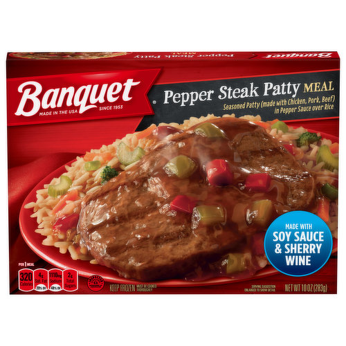 Banquet Pepper Steak Patty Meal