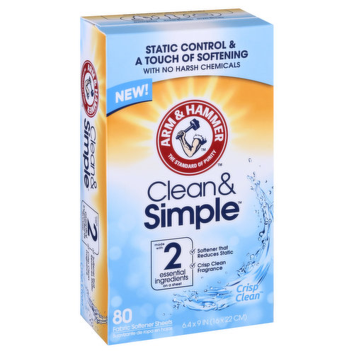 Arm & Hammer Fabric Softener Sheets, Crisp Clean