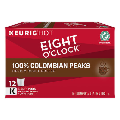 Eight O'Clock Eight O'Clock 100% Colombian Peaks Medium Roast Coffee 12 Count K-Cup Pods 