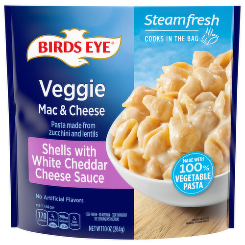 Birds Eye Mac & Cheese, Veggie, Shells with White Cheddar Cheese Sauce