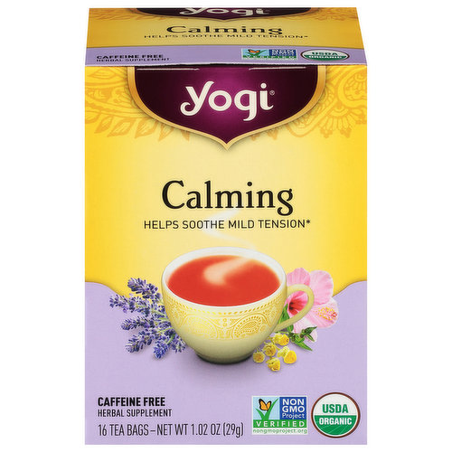 Yogi Herbal Supplement, Calming, Caffeine Free, Tea Bags