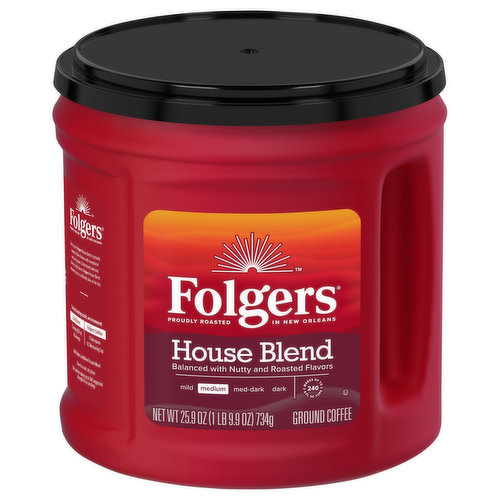 If you’re looking for a flavorful coffee roast that falls somewhere in between mild and intense, meet the happy medium that’s anything but middle-of-the-road. Folgers House Blend coffee is a medium roast coffee with an irresistible blend of nutty and roasted flavors. It’s not too light. Not too dark. And almost too good (if that were possible). Its fine-tuned flavor profile was carefully crafted by our expert Roast Masters, for a cup that’s full of character every time. Folgers House Blend ground coffee is delicious however you brew it, but it’s especially perfect for cold brewing or using a French press. Try it and see for yourself.
