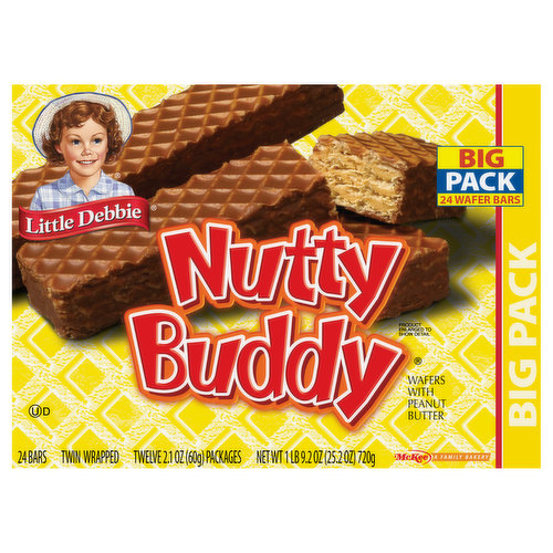 Little Debbie Wafers, with Peanut Butter, Nutty Buddy, Twin Wrapped, Big Pack