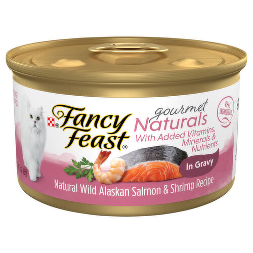 Fancy Feast Natural Wet Cat Food, Gourmet Naturals Wild Alaskan Salmon & Shrimp in Gravy