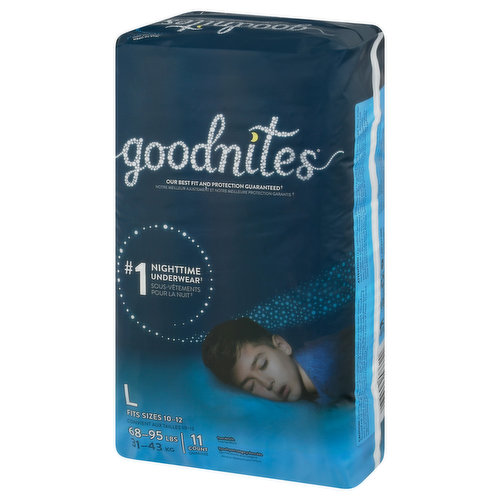 GoodNites Underwear, Nighttime, Boys, Large (68-95 lbs)