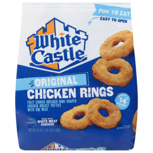 Fun to eat. Easy to open. Fully cooked. The Ring is the thing - turn your home into a Castle! Grab a handful of Rings, pick your favorite dip, & let the party begin. Chicken Rings run circles around nuggets! We made the Chicken Ring an instant classic, crispy on the outside. Tender on the inside - and 360 degrees of fun!