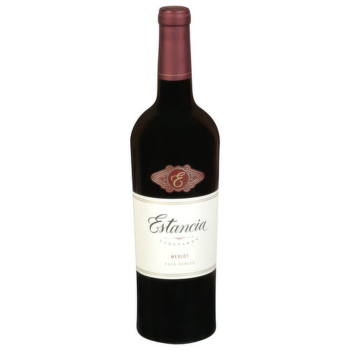 We believe that the best wines capture the essence of their place of origin, and that is why we carefully nurture all 2,500 acres of our vineyards. Winemaking practices such as gentle pressing and small barrel aging create deeply concentrated and intensely flavored wines. Our Paso Robles merlot offers a muscular wine of enticing bramble berries, plums, and red cherries with a rustic, lingering finish. This wine is perfect to pair with roast chicken or Mediterranean style lamb burgers. Estancia vineyards.