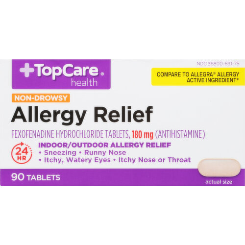 TopCare Allergy Relief, Non-Drowsy, 180 mg, Tablets