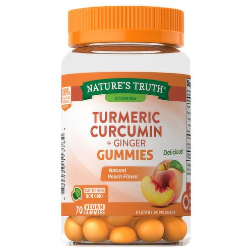 Nature's Truth Turmeric Curcumin + Ginger, Gummies, Natural Peach Flavor