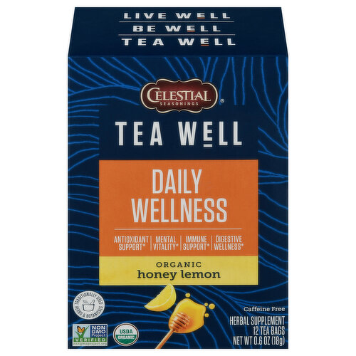 Celestial Seasonings Herbal Supplement, Honey Lemon, Daily Wellness, Tea Bags