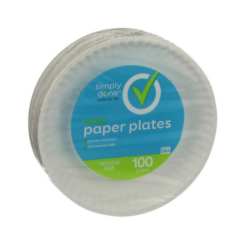 Pantry Essentials Paper Plates Microwave Safe 9 Inch Wrapper - 100 Count