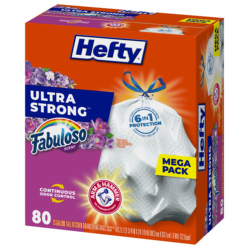 Hefty Trash Bags, Drawstring, Fabuloso Scent, Large