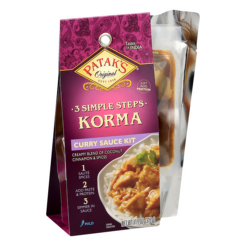 Pataks Curry Sauce Kit, Korma, Mild