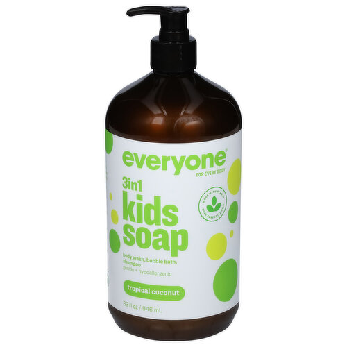 Everyone Kids Soap, Tropical Coconut, 3in1