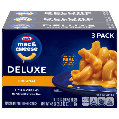 Kraft Three Cheese Mac N Cheese Macaroni and Cheese Dinner with Mini-Shell  Pasta, 7.25 oz Box