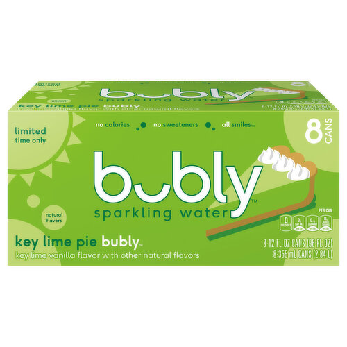 Bubly Sparkling Water, Key Lime Pie, 8 Cans