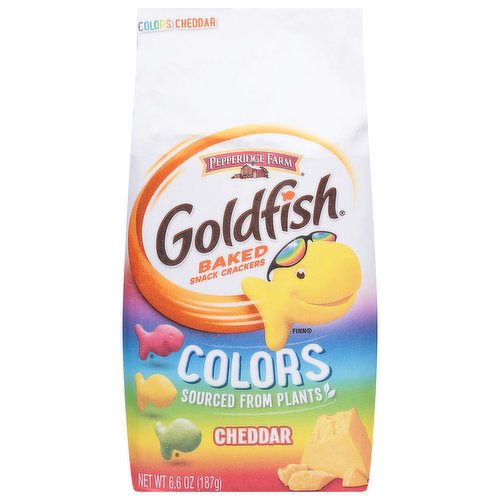 Goldfish Snack Crackers, Baked, Cheddar, Colors