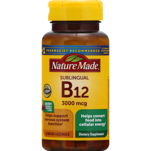 Nature Made Vitamin B12, 3000 mcg, Micro-Lozenges, Cherry