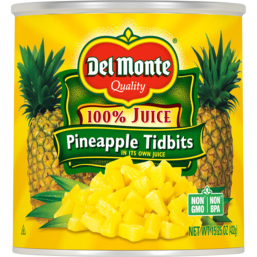Del Monte Pineapple Tidbits, 100% Juice