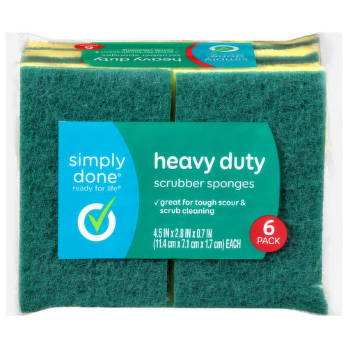 Simply Done Scrubber Sponges, Heavy Duty, 6 Pack