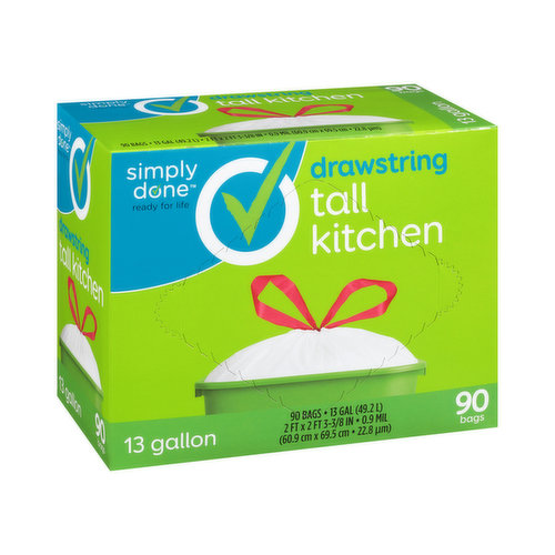 Simply Done Drawstring Gallon Tall Kitchen Bags - 13 Gram