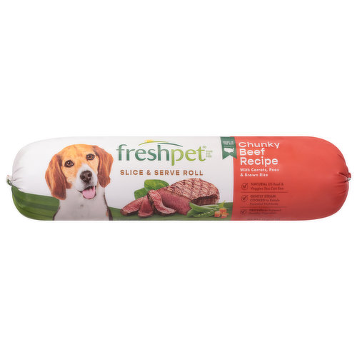 Freshpet Dog Food, Chunky Beef Recipe, Slice & Serve Roll