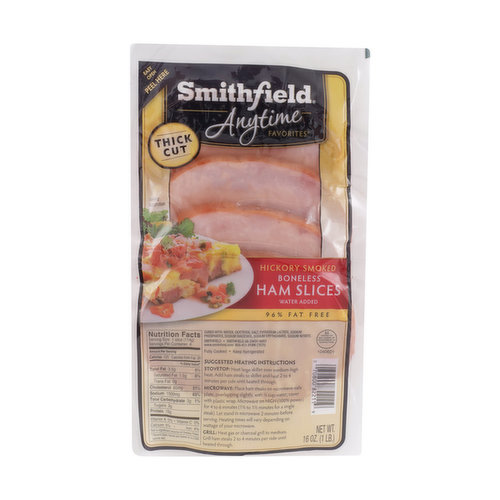 Smithfield Anytime Favorites - Ham Slices, Boneless, Hickory Smoked, Thick Cut