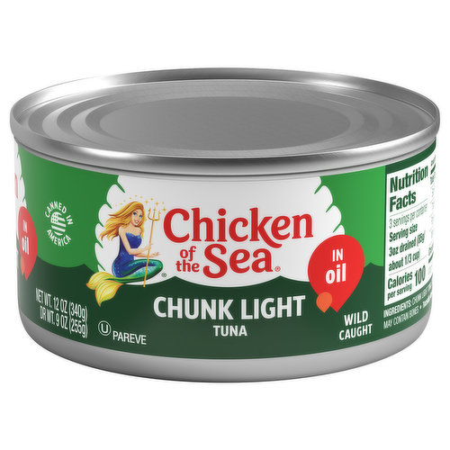 Chicken of the Sea chunk light tuna in oil is perfectly seasoned with sea salt and packed in oil for a rich flavor experience. It is high in protein and features heart-healthy omegas, vitamins, and minerals. It’s perfect for keto and Mediterranean diets.