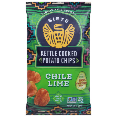 Siete Potato Chips, Chile Lime, Kettle Cooked