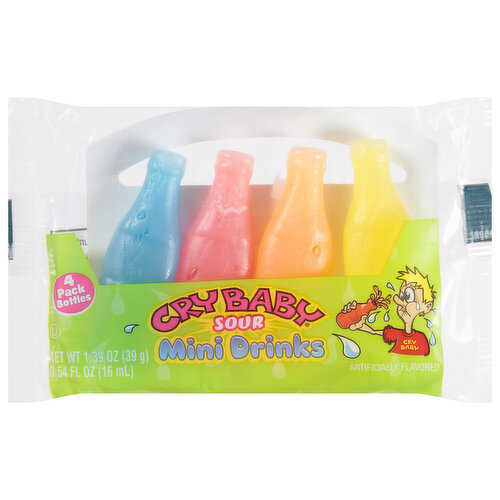 Cry Baby Mini Drinks, Sour, 4-Pack Bottles
