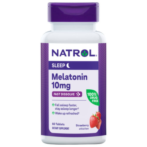 Natrol Sleep, Melatonin, 10 mg, Fast Dissolve, Strawberry, Tablets