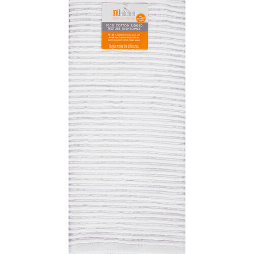 MUkitchen Dishtowel, 100% Cotton, White, Ridged Texture