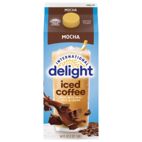 No artificial flavors. Contains caffeine. Made with real milk & cream. Coffee is our No. 1 ingredient. Creamer is our No. 1 obsession. No corn syrup. No carrageenan. Just delightful. Get s'mores in store! Of course we have S'mores creamer! Filled at plant number printed above. Ultra-pasteurized. Proud member of The Danone Family. Feel the love or your money back! Call 1-800-441-3321 for full refund. Limit two refunds per household per year. Proof of purchase may be required. InternationalDelight.com. how2recycle.info. Give us a shout at (hashtag)CreamerNation. Facebook. Pinterest. Twitter. Instagram. Proud to Support Pets for Vets: Veterans who need loving companions, rescued animals who need loving homes. Pets for Vets brings them together - and we're happy to help. It's hugs and wags all around. To learn more, visit internationaldelight.com/petsforvets. FSC: Mix. You can taste the chocolaty goodness in every smooth sip of International Delight Mocha Iced Coffee. Refreshing and ready to drink, this beverage offers a just-right balance of creaminess to coffee. It’s made with real milk, cream, and cane sugar for a delicious taste you won’t forget.For over thirty years, International Delight has been making the world a tastier place, one cup of coffee at a time. Our coffee creamers come in over twenty different delicious flavors, including fat- and sugar-free varieties, and we now offer a wide selection of iced coffees, as well. We believe that there’s an art to concocting the perfect cup of coffee, and we want every sip you take to be a masterpiece of flavor. Welcome to Creamer Nation.; For over thirty years, International Delight has been making the world a tastier place, one cup of coffee at a time. Our coffee creamers come in over twenty different delicious flavors, including fat- and sugar-free varieties, and we now offer a wide selection of iced coffees, as well. We believe that there’s an art to concocting the perfect cup of coffee, and we want every sip you take to be a masterpiece of flavor. Welcome to Creamer Nation.