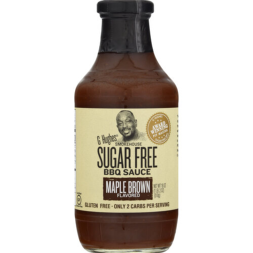 G Hughes Smokehouse BBQ Sauce, Sugar Free, Maple Brown Flavored