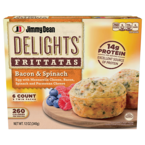 Jimmy Dean Frittatas, Bacon & Spinach, 3 Twin Pack