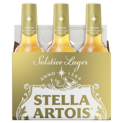 Stella Artois Beer, Solstice Lager, 6 Pack