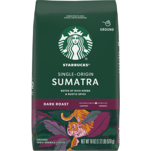 Starbucks Coffee, Ground, Dark Roast, Sumatra, Single-Origin