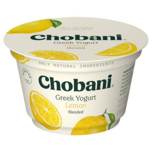 Chobani Yogurt, Reduced Fat, Greek, Blended, Lemon