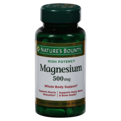 Nature's Bounty Magnesium, High Potency, 500 mg, Coated Tablets