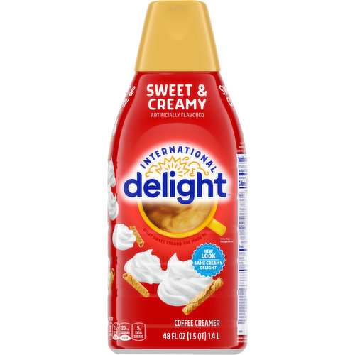 Wake up and smell the sweet life. New look, same creamy delight. International Delight Sweet & Creamy Coffee Creamer turns your cup of coffee into a cause for celebration. This creamer is both gluten- and lactose-free. It makes the perfect addition to any office or home. Surprise your coworkers or family with a bottle, and watch the room light up with delight.
For over thirty years, International Delight has been making the world a tastier place, one cup of coffee at a time. Our coffee creamers come in over twenty different delicious flavors, including fat- and sugar-free varieties, and we now offer a wide selection of iced coffees, as well. We believe that there’s an art to concocting the perfect cup of coffee, and we want every sip you take to be a masterpiece of flavor. Welcome to Creamer Nation.