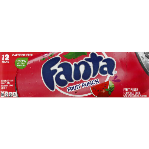 Fanta Soda, Fruit Punch Flavored, 12 Packs