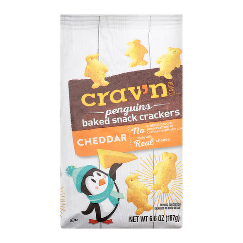 Crav'n Flavor Cheddar Baked Penguins, Snack Crackers