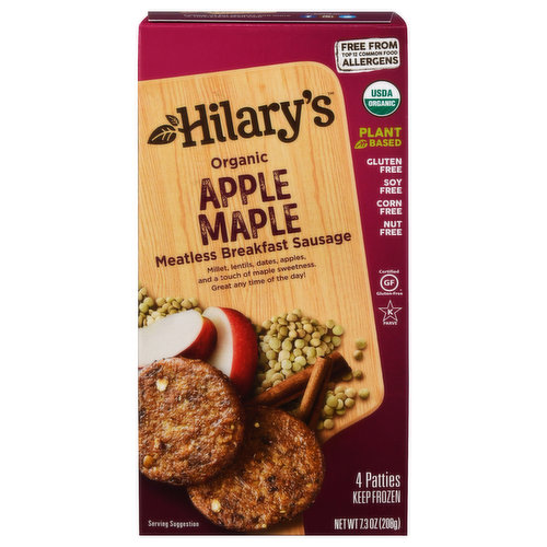 Hilary's Patties, Meatless, Organic, Apple Maple