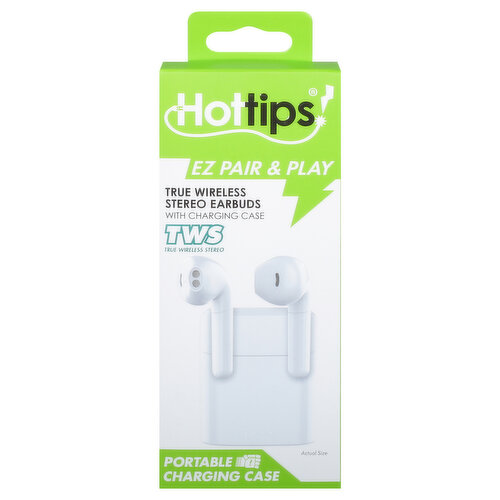 Hottips! Earbuds, with Charging Case, True Wireless, Stereo