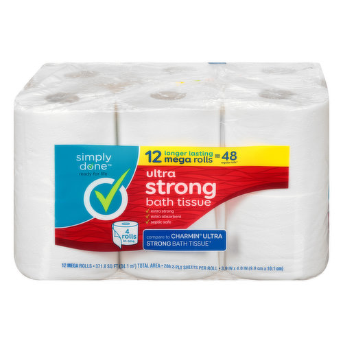 Simply Done Bath Tissue, Mega Roll, Ultra Strong, 2-Ply