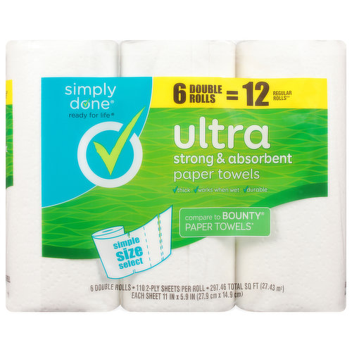 Simply Done Paper Towels, Double Rolls, Ultra, 2-Ply