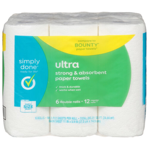 Simply Done Paper Towels, Ultra, Strong & Absorbent, Simple Size